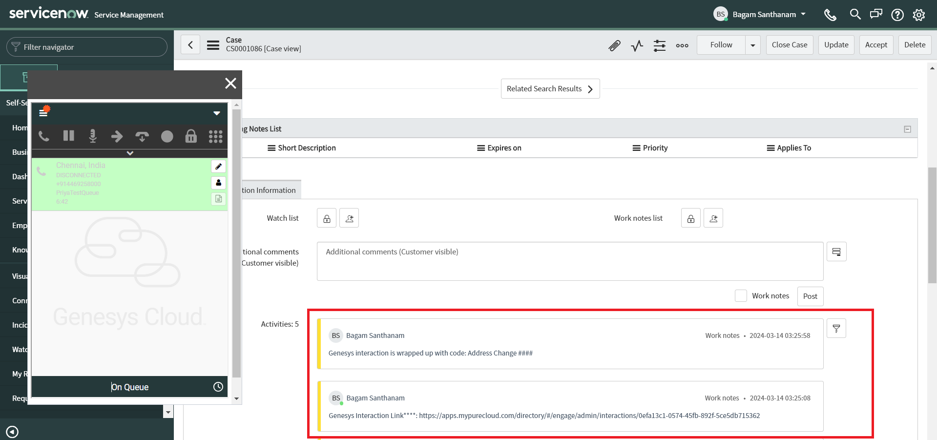 Genesys to SN update